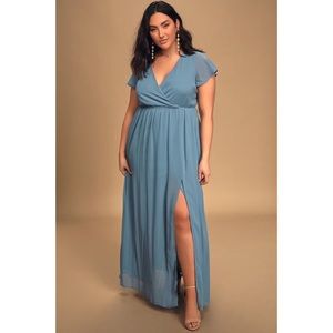 Lulu’s Slate Blue “Lost in the Moment” maxi dress, size 1x